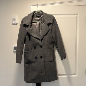 Women's Double-Breasted Gray Pea Coat